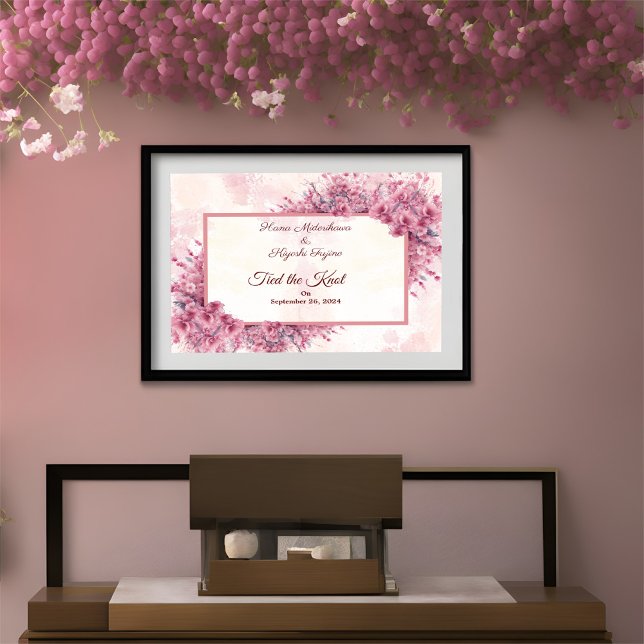 Romantic Pink Cherry Blossom Tied the knot Poster (Creator Uploaded)
