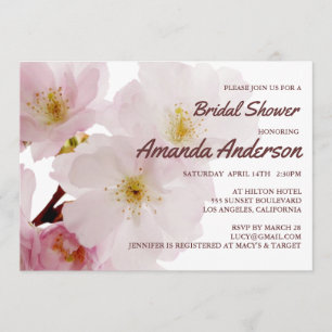 Romantic Pink Cherry Blossoms Bridal Shower Invitation