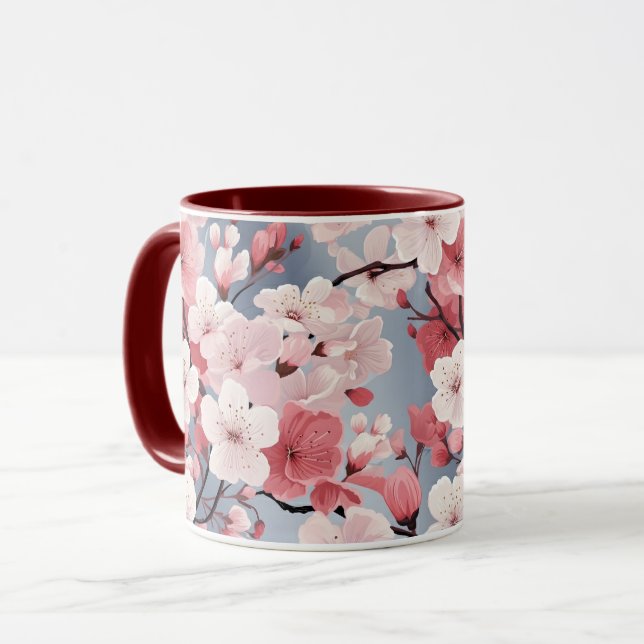 Romantic Pink Cherry Blossoms Mug (Front Left)