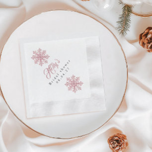 Romantic Pink Christmas Bridal Shower Napkin
