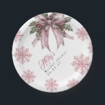Romantic Pink Christmas Bridal Shower Paper Plate<br><div class="desc">Celebrate the joyous occasion of a bridal shower with our beautifully designed pink Christmas paper plates. Perfectly crafted for festive gatherings, these plates feature charming holiday motifs that add a touch of elegance to your table setting. Whether you're serving sweet treats or savory delights, these sturdy plates are ideal for...</div>