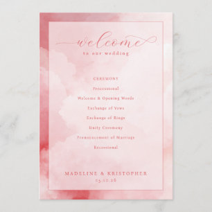 Romantic Pink Cloud Wedding Ceremony Programme