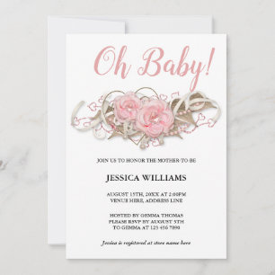 Romantic Pink Cluster Decoration Baby Shower Invitation
