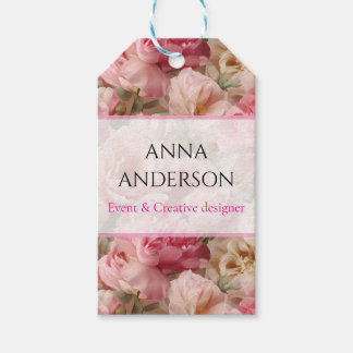 Romantic Pink & Cream Roses and Peonies  Gift Tags