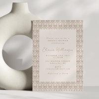 Romantic Pink Damask Border Boho Bridal Shower