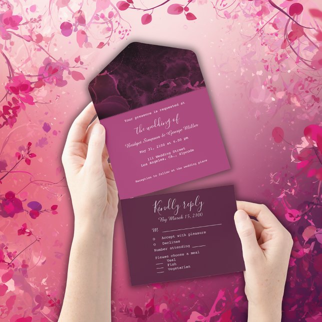 romantic pink elegant marble  all in one invitation (Creator Uploaded)