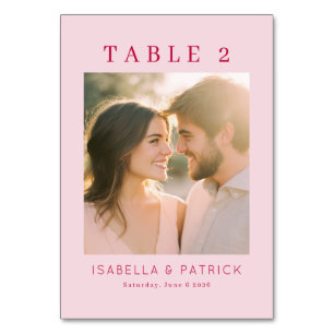 Romantic Pink Elegant Photo Table Number