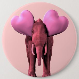 Romantic Pink Elephant 6 Cm Round Badge