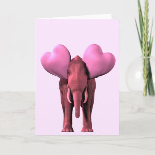 Romantic Pink Elephant Holiday Card