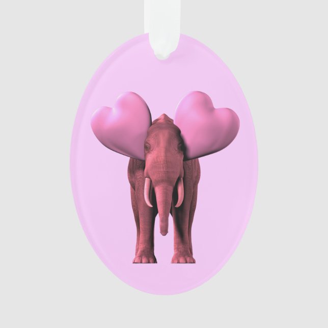 Romantic Pink Elephant Ornament (Front)