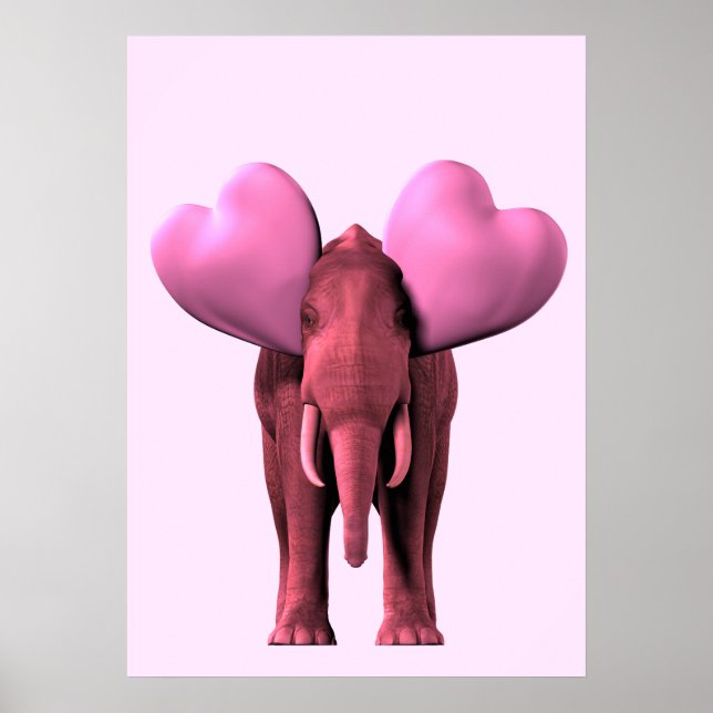 Romantic Pink Elephant Poster (Front)