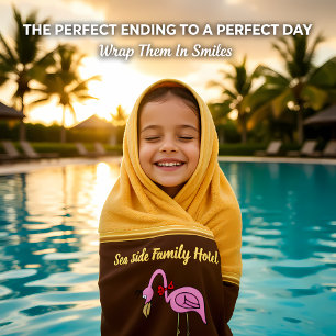 Romantic Pink Flamingos with gold foil brown Bath Towel Set