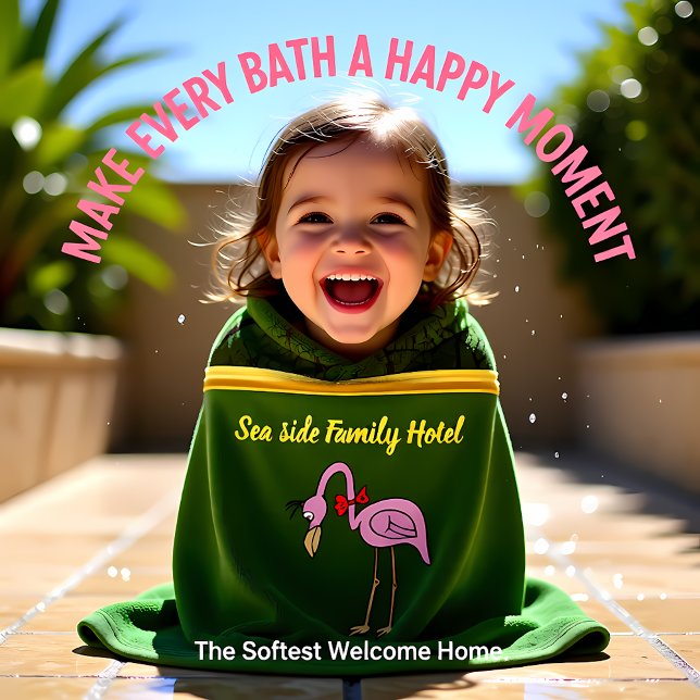 Romantic Pink Flamingos with gold foil leaf green Bath Towel Set (Creator Uploaded)