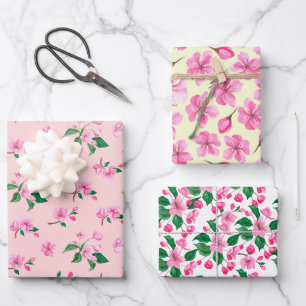 Romantic Pink Floral Blossom Wrapping Paper