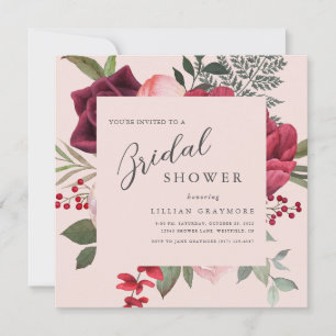 Romantic Pink Floral Bouquet Bridal Shower Invitation