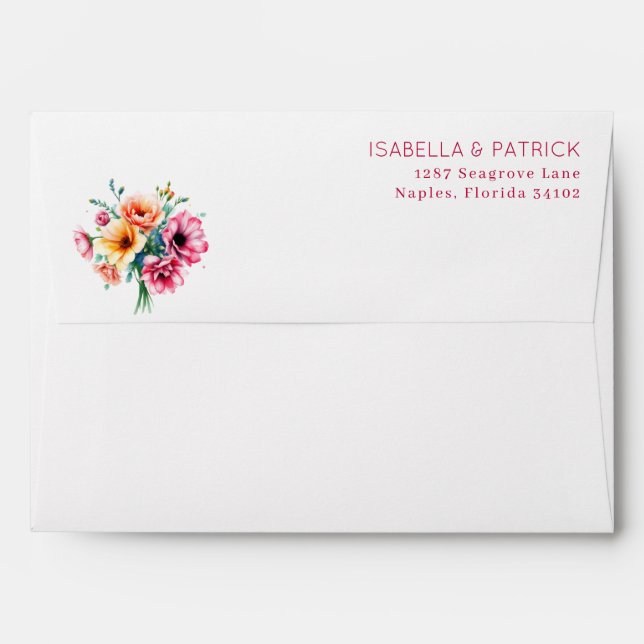 Romantic Pink Floral Bouquet Envelope (Back (Top Flap))