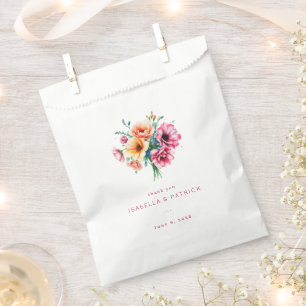Romantic Pink Floral Bouquet Favour Bags