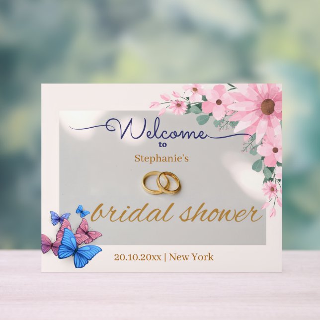 romantic pink floral bridal shower welcome poster (Neutral)