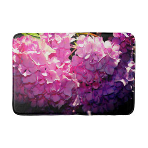 Romantic pink floral elegant hydrangeas bath mat