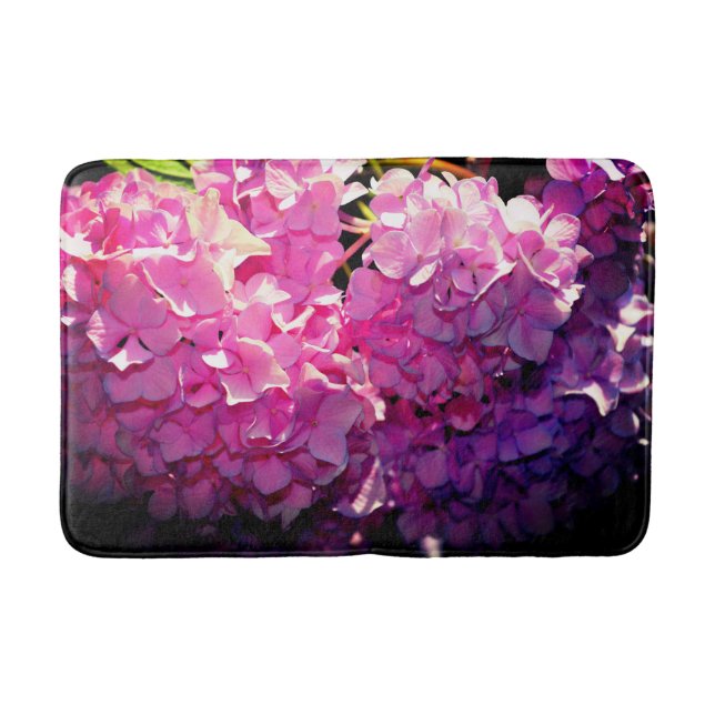 Romantic pink floral elegant hydrangeas  bath mat (Front)