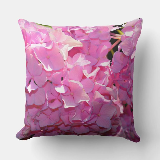 Romantic pink floral elegant hydrangeas  cushion (Front)