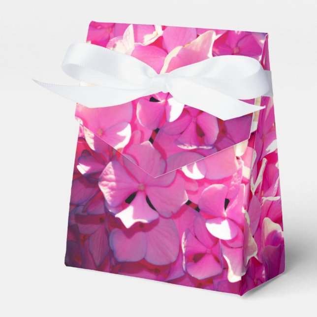 Romantic pink floral elegant hydrangeas  favour box (Front Side)