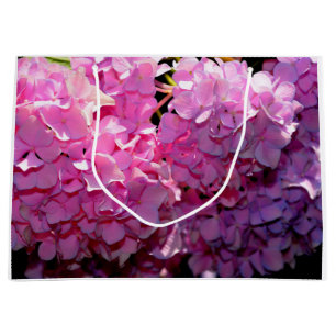 Romantic pink floral elegant hydrangeas  large gift bag