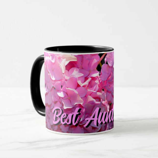 Romantic pink floral elegant hydrangeas  mug (Front Left)