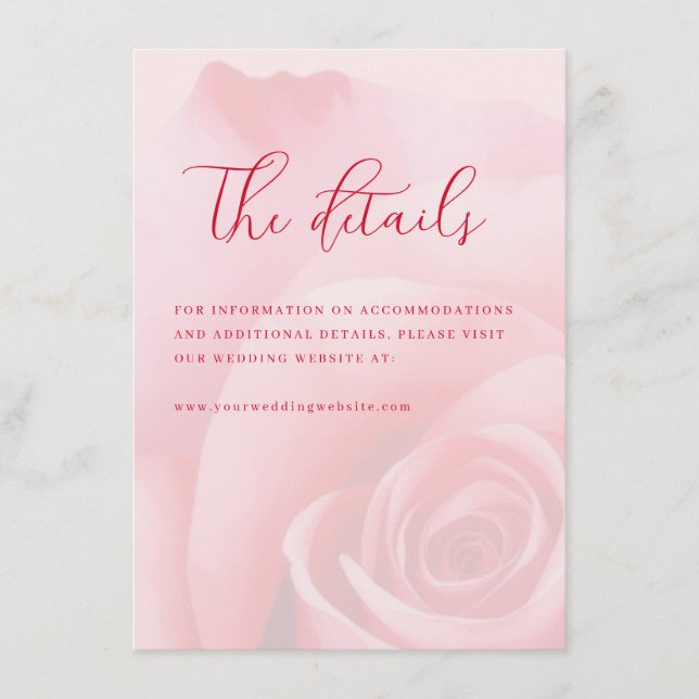 Romantic Pink Floral Enclosure Card (Front)