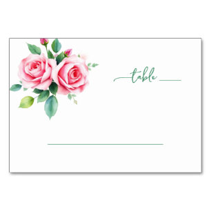 Romantic Pink Floral Illustration Table Number