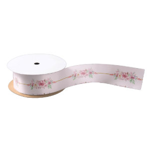 Romantic Pink Floral Ribbon Satin Ribbon