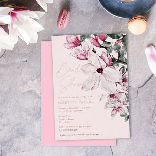 Romantic Pink Floral Rose Gold Bridal Shower