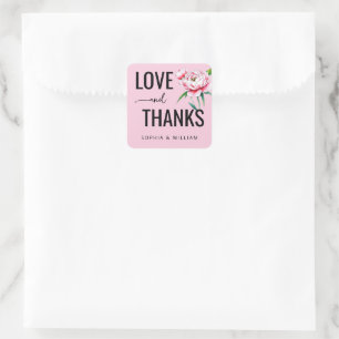 Romantic Pink Floral Square Sticker