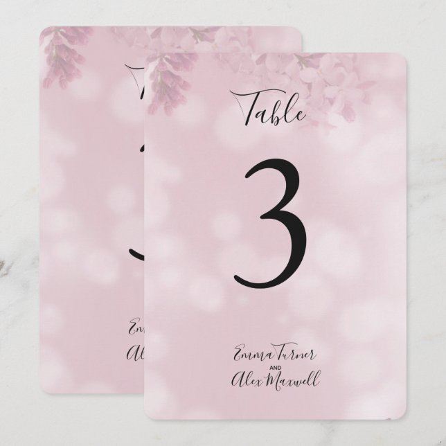 Romantic Pink Floral | Table number cards (Front/Back)