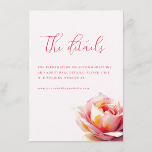 Romantic Pink Floral Watercolor Enclosure Card