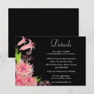 Romantic Pink Floral Wedding Details Enclosure Card