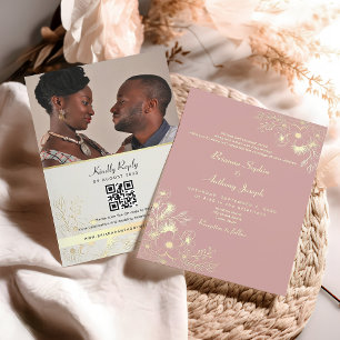 Romantic Pink Floral Wedding Invitation