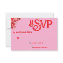 Romantic Pink Floral Wedding RSVP