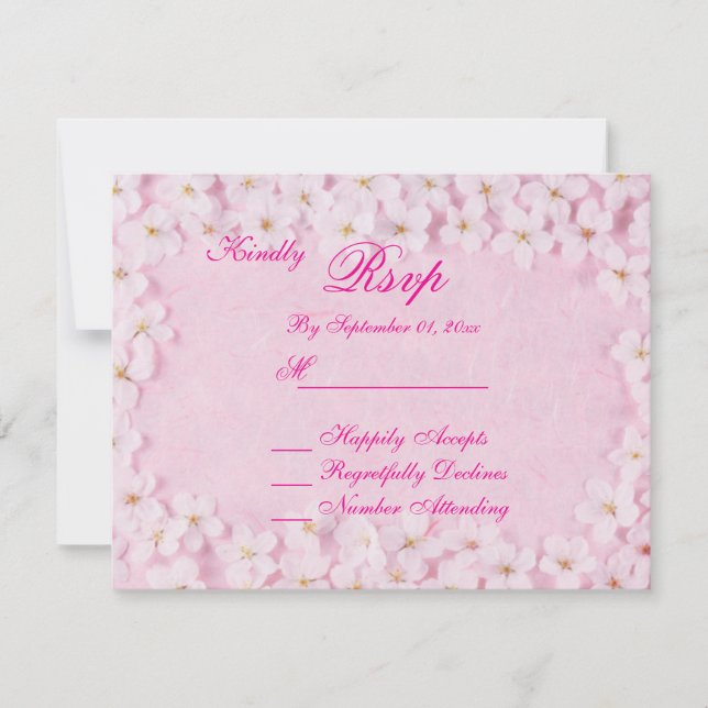 Romantic Pink Floral Wedding RSVP Card (Front)