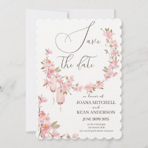 Romantic Pink Flower Save the Date Invitation
