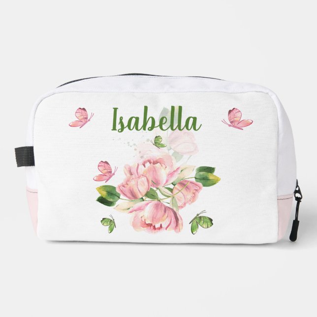 Romantic pink flowers greenery   Accessory Pouch (Front)