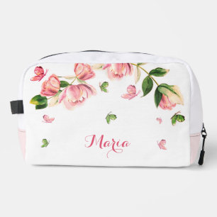 Romantic pink flowers greenery   Accessory Pouch