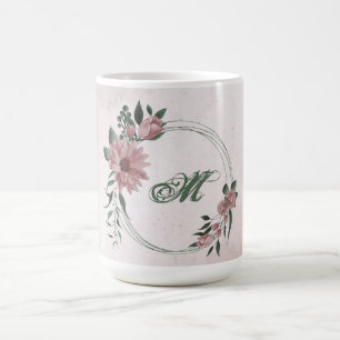 romantic pink flowers greenery coffee mug