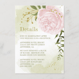 romantic pink flowers greenery details enclosure card