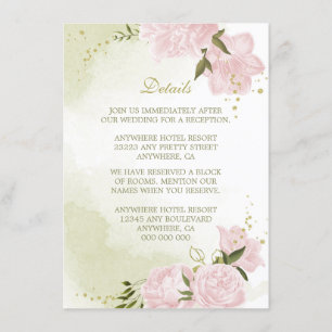 romantic pink flowers greenery details enclosure card