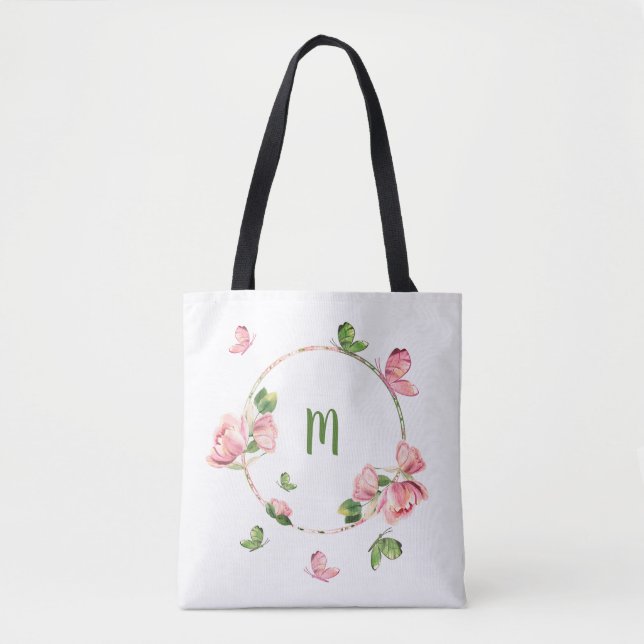  Romantic pink flowers greenery   Tote Bag (Front)
