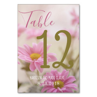 Romantic Pink Flowers Table Cards Wedding Decor