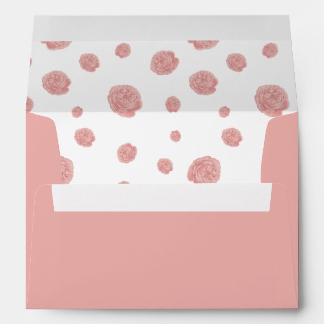 romantic pink flowers wedding  envelope (Back (Bottom))