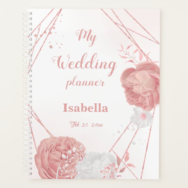 romantic pink flowers wedding  planner (Front)