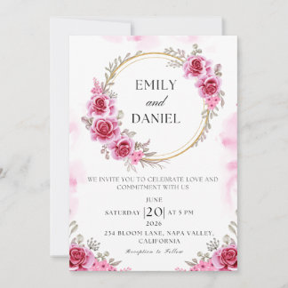 Romantic Pink Folded Wedding Invitation